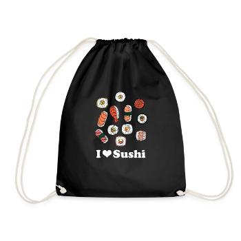Sushi Ich liebe Sushi Asiatische Küche Fast Food - Turnbeutel - Schwarz - Vorne