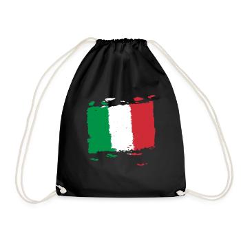 Italia bandiera - Italien flagge - Italy flag - Turnbeutel - Schwarz - Vorne