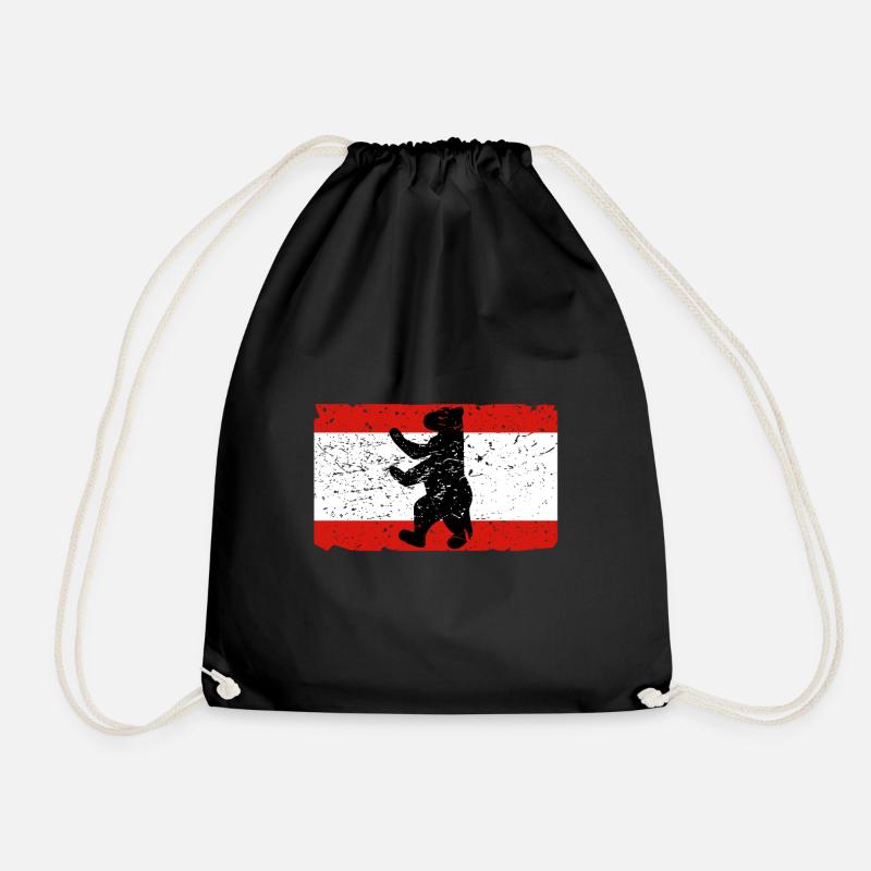 Ours de Berlin avec le drapeau de Berlin - Sac de sport léger - noir