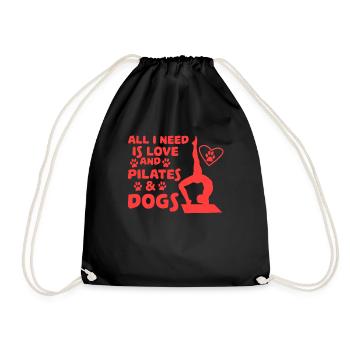 Love of dogs and yoga Tshirt Design - Drawstring Bag - black - Front