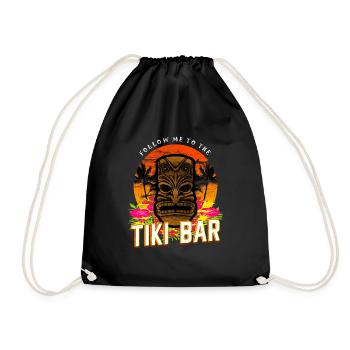 Follow Me To The Tiki Bar T-Shirt Hawaiian Luau - Drawstring Bag - black - Front