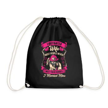 Firefighter woman firefighter marriage gift hero - Drawstring Bag - black - Front