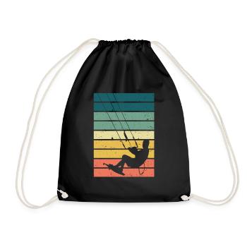 Kitesurfen - Kiteboard Kite Surfen Surfer Geschenk - Turnbeutel - Schwarz - Vorne