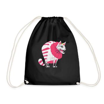 Halloween cat kitten gift scary horror - Drawstring Bag - black - Front