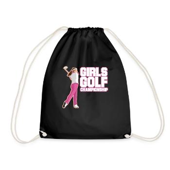 Girls Golf Championship Tshirt Design - Drawstring Bag - black - Front