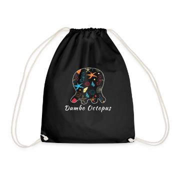 The Small But Adorable Dumbo Octopus Tshirt - Drawstring Bag - black - Front