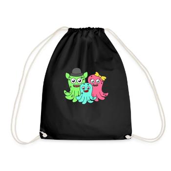 The Small But Adorable Dumbo Octopus Tshirt - Drawstring Bag - black - Front