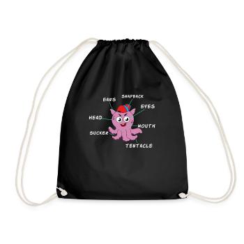 The Small But Adorable Dumbo Octopus Tshirt - Drawstring Bag - black - Front