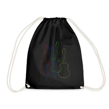 Colored Guitars Electric Acoustic Classical T Shir - Drawstring Bag - black - Front
