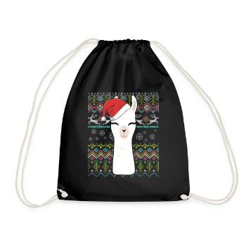 Christmas llama - Drawstring Bag - black - Front