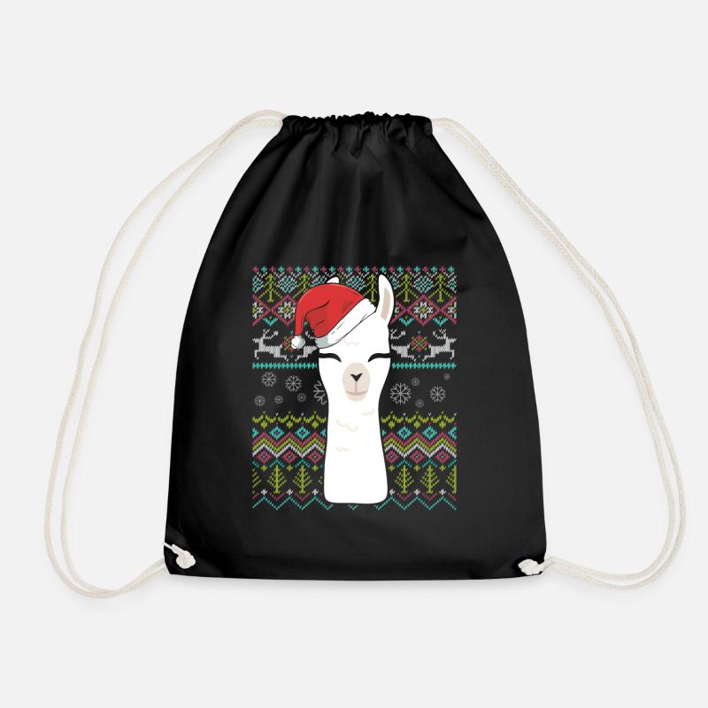 Christmas Lama - Turnbeutel - Schwarz