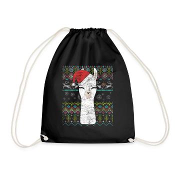 Lama Alpaka Weihnachten Sweater Tier Kamel - Turnbeutel - Schwarz - Vorne
