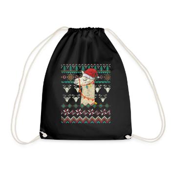 Lama Christmas Alpaca Animal Camel Christmas - Drawstring Bag - black - Front