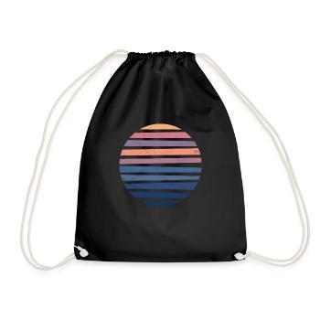 Sunset gift art circle sunrise - Drawstring Bag - black - Front