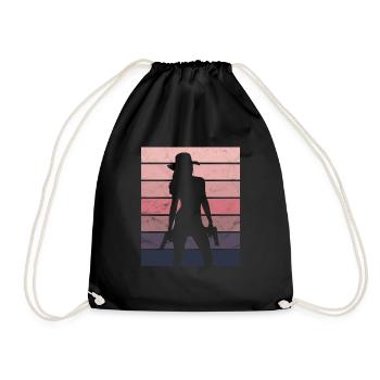 Gift Cowboy Revolver Sunset Lady - Drawstring Bag - black - Front