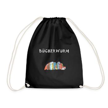 Buch Buch Bücher Bücher lesen Bücherwurm Buch - Turnbeutel - Schwarz - Vorne