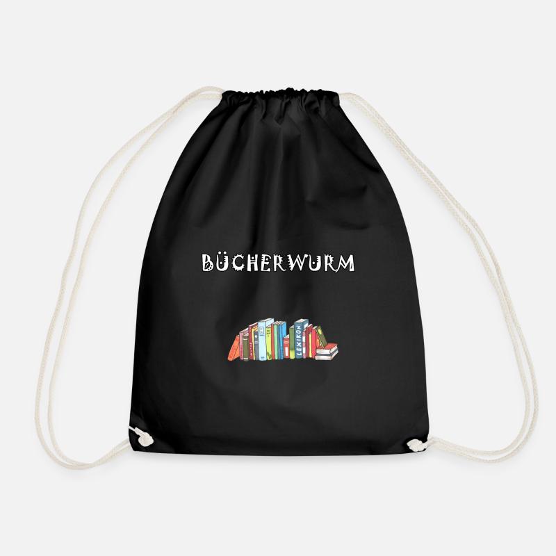 Buch Buch Bücher Bücher lesen Bücherwurm Buch - Turnbeutel - Schwarz