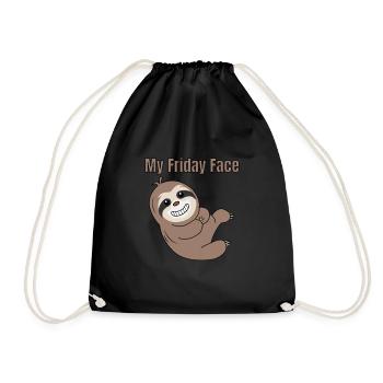 Funny, Lazy But Cute Tshirt Design My Friday Face - Drawstring Bag - black - Front