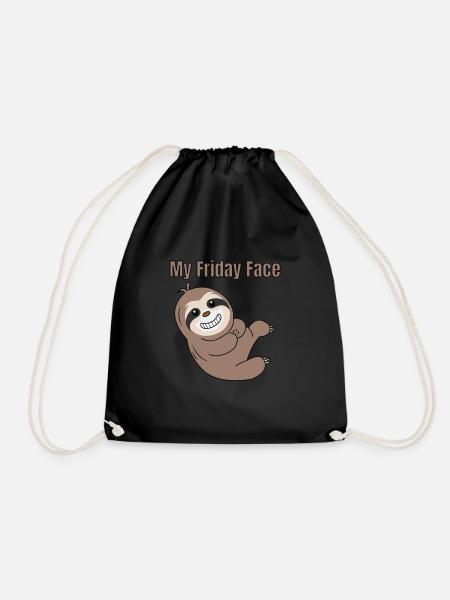 Lustiges, faules aber süßes T-Shirt Design Mein Freitag Gesicht - Turnbeutel - Schwarz
