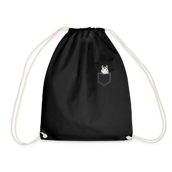 Einhorn Pocket Mittelfinger Einhörner Geschenk - Turnbeutel - Schwarz - Vorne
