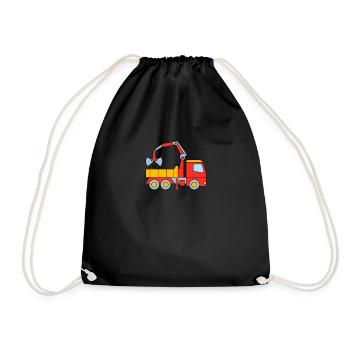 Lastwagen Baustelle für Kinder - Turnbeutel - Schwarz - Vorne