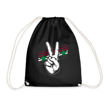 Syrien Flagge Frieden Zeichen Peacezeichen - Turnbeutel - Schwarz - Vorne