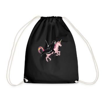 La mort monte la moissonneuse de licorne chevauchant le poison de licorne - Sac de sport léger - noir - Devant