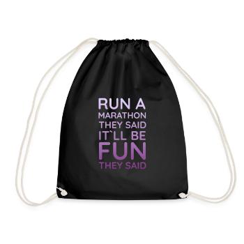 Funny Marathon Shirt - Turnbeutel - Schwarz - Vorne