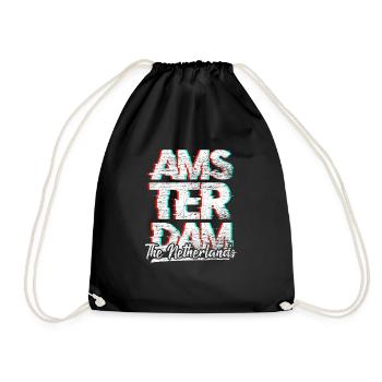 Amsterdam - Drawstring Bag - black - Front