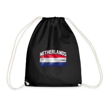 Netherlands flag - Drawstring Bag - black - Front