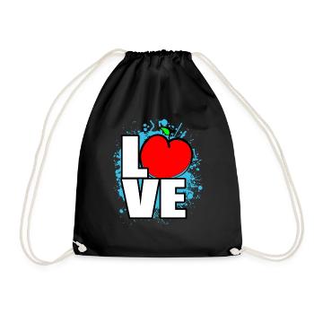 LOVE Apfel - Turnbeutel - Schwarz - Vorne