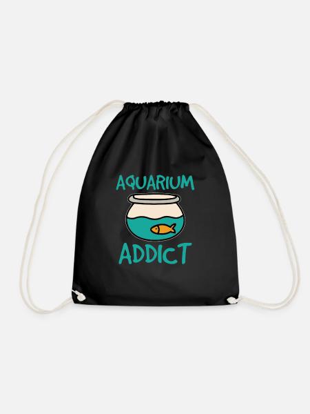 Addicted to aquarium - Drawstring Bag - black