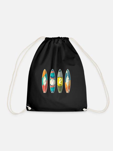 Surf Board Surfer Sport Sonne Geschenk Idee Jugend - Turnbeutel - Schwarz