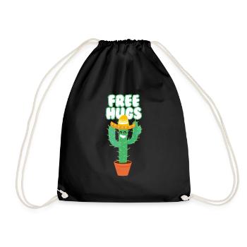 Funny Cactus Exotic Plant Gift Idea Woman - Drawstring Bag - black - Front