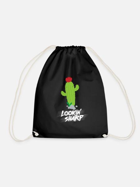Funny cactus humor plant joke gift idea - Drawstring Bag - black