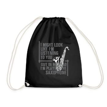 In my head the saxophone is playing - Drawstring Bag - black - Front