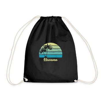 Havane palme bleu cadeau vintage retro - Sac de sport léger - noir - Devant