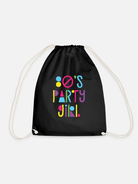 80s Party Girl Neon Retro Halloween Costume Pun - Drawstring Bag - black