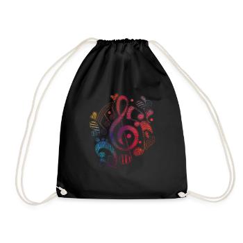 Treble clef notes music DNA instrument sound - Drawstring Bag - black - Front