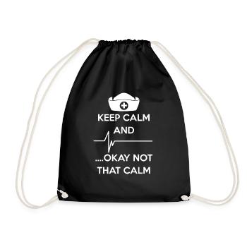 Krankenschwester - Krankenpflegerin - Keep Calm - Turnbeutel - Schwarz - Vorne
