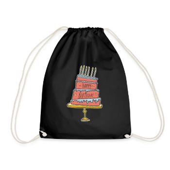 Birthday Cake T-Shirt - Drawstring Bag - black - Front