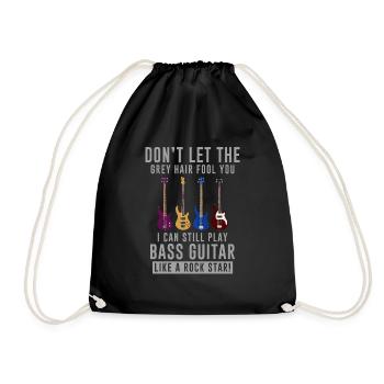 Basse guitare vieux homme cheveux grand-père pensionnaire oncle - Sac de sport léger - noir - Devant