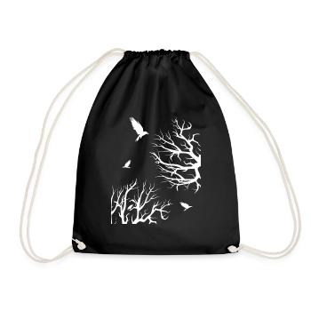 Corbeau Corbeau dans la forêt. Arbres en vol. - Sac de sport léger - noir - Devant