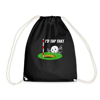 Golf I'd tap that golfer golf player golf ball - Drawstring Bag - black - Front