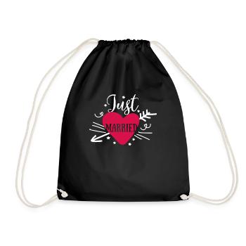 Just Married - Just Married Wedding - Drawstring Bag - black - Front