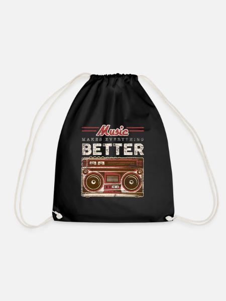 Music error notes sound vintage gift sound - Drawstring Bag - black
