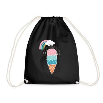 Niedliches Regenbogen-Eiscreme-Geschenk - Turnbeutel - Schwarz - Vorne