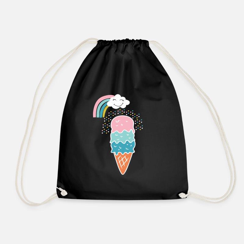 Niedliches Regenbogen-Eiscreme-Geschenk - Turnbeutel - Schwarz
