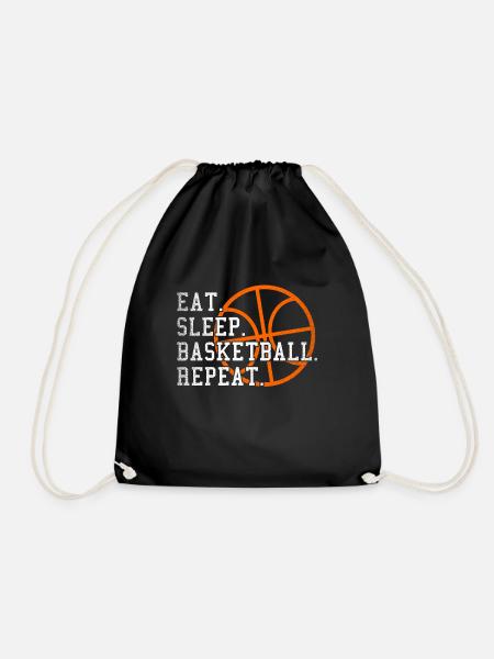 Eat Sleep Basketball Repeat Gift Sport Baller - Drawstring Bag - black