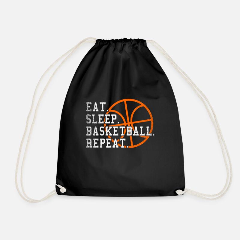 Eat Sleep Basketball Repeat Gift Sport Baller - Drawstring Bag - black